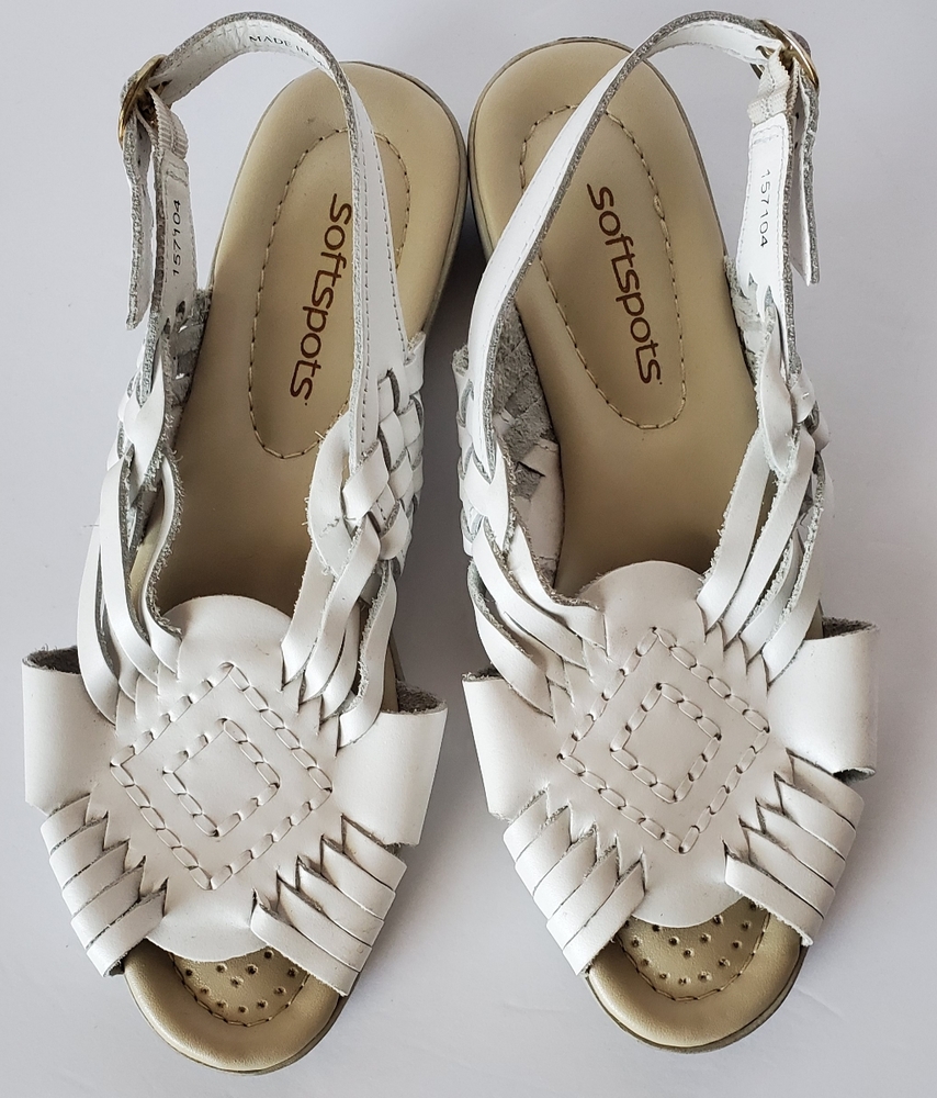 Softspots White Leather Women's Sandals.